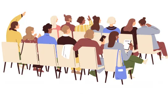 © Good Studio_AdobeStock/GÖG Illustration_Menschen bei einer Tagung